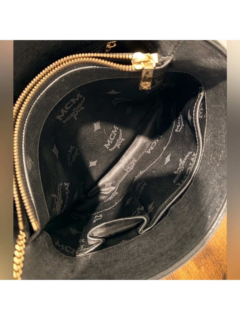 MCM Black Saffiano Leather Bucket Bag with Mini Pouch - Picture 9 of 10